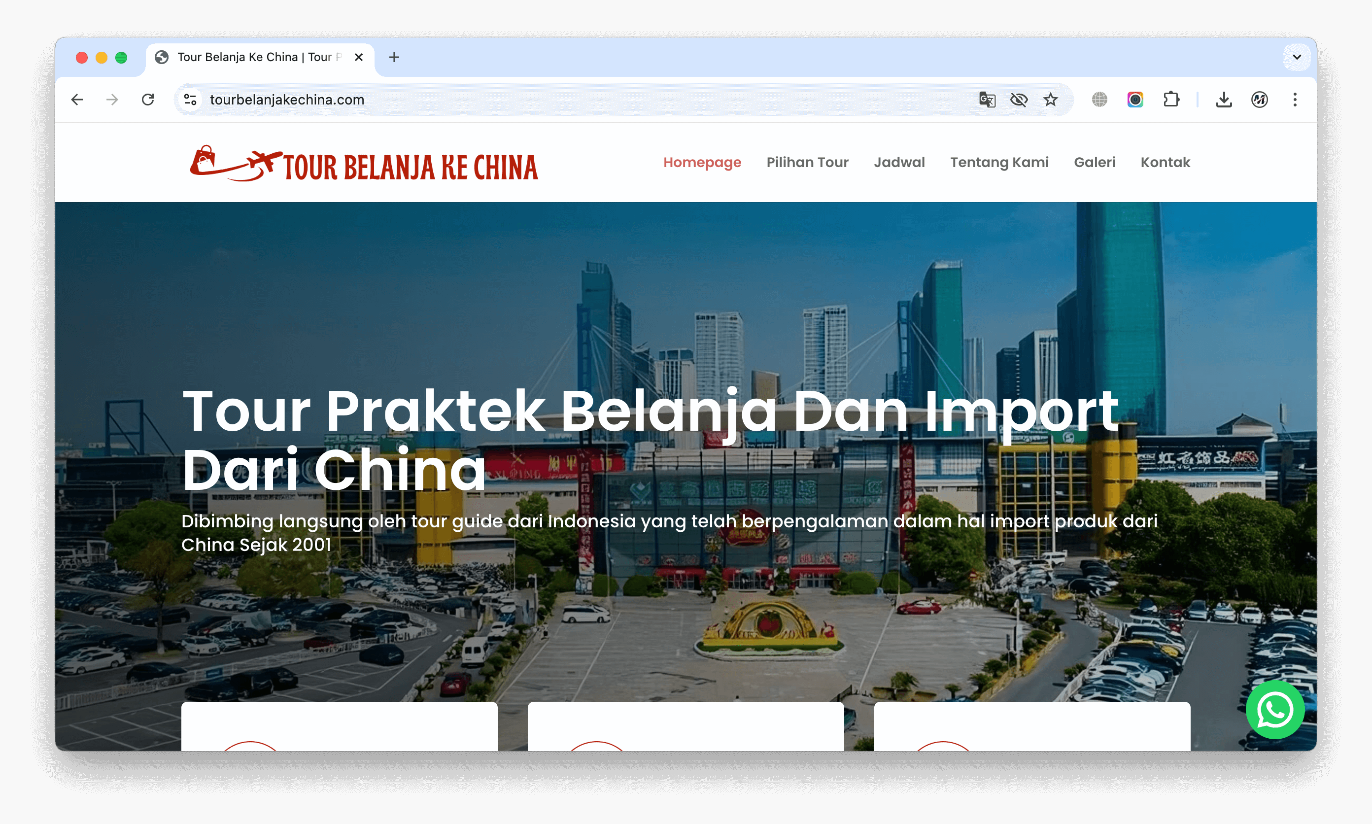 Jasa Pembuatan Website Tour Belanja Ke China